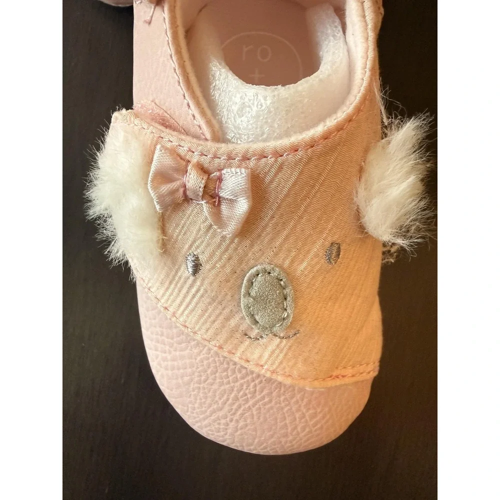 Robeez Shoes Girls Size 3 Pink Kato Koala Mary Jane Crib Slip Resistant 6-12M